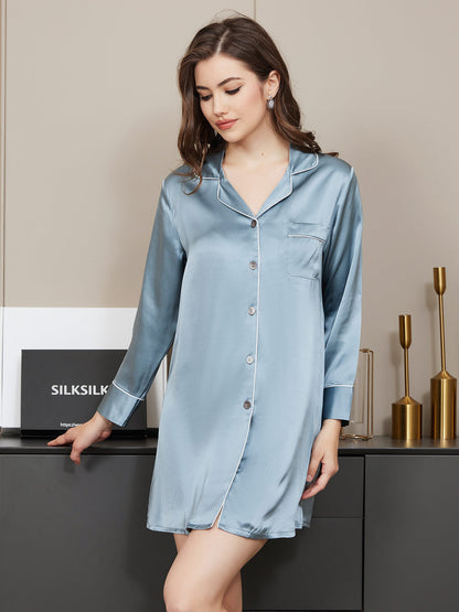 Pure Soie Classique Boutonnage  de Nuit Chemise