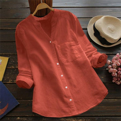 Greta | Stijlvolle linnen blouse met lange mouwen