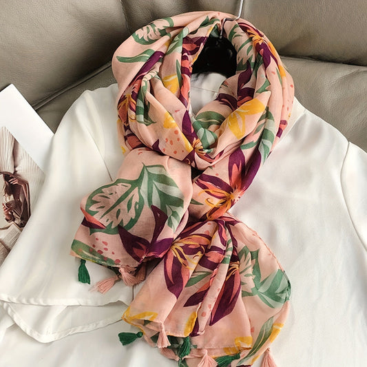 Vintage Sjaal met Bloemenprint