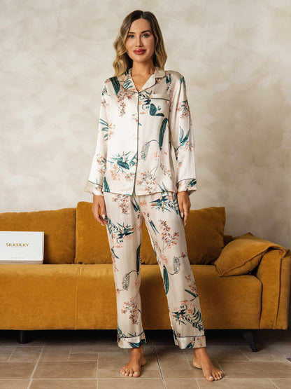 Luxe Pyjama van Pure Zijde met Print, 2-delig
