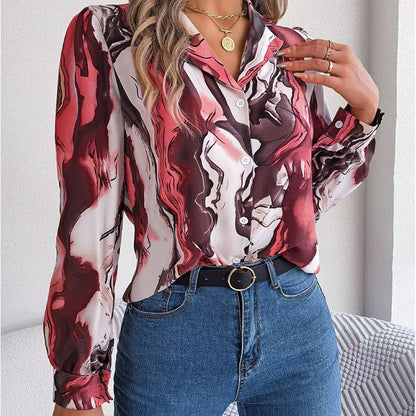 Aurora Kleurwerveling Blouse met Lange Mouwen