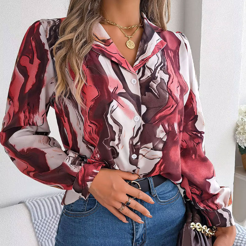 Aurora Kleurwerveling Blouse met Lange Mouwen