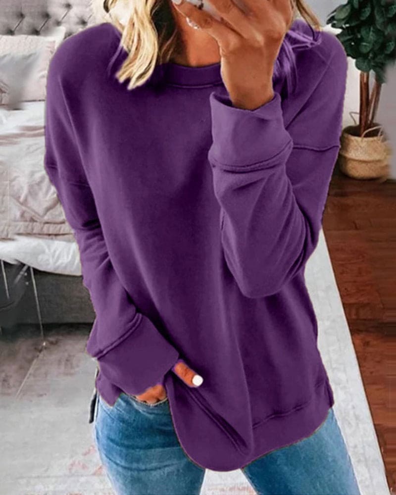 Elizabeth - Stilvoller, lässiger Pullover in einfarbigem Design