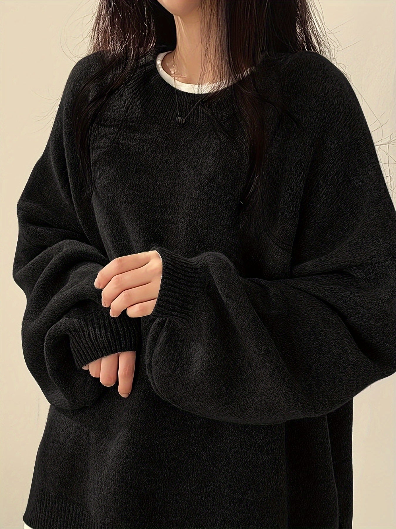Pearline - Rundhals Pullover mit langen Ärmeln
