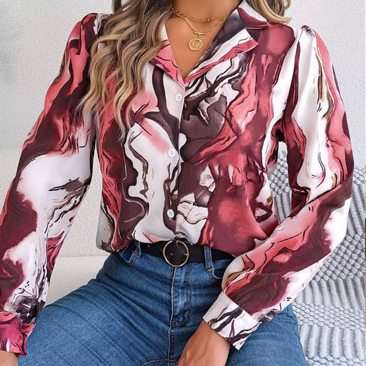 Aurora Kleurwerveling Blouse met Lange Mouwen