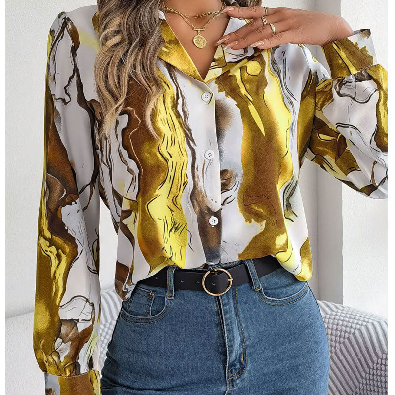 Aurora Kleurwerveling Blouse met Lange Mouwen