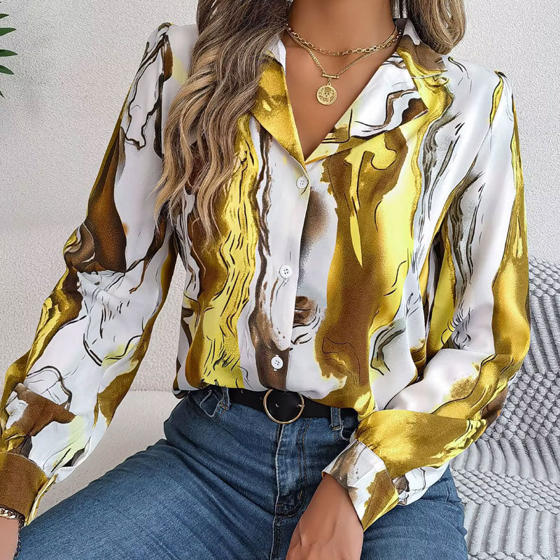 Aurora Kleurwerveling Blouse met Lange Mouwen