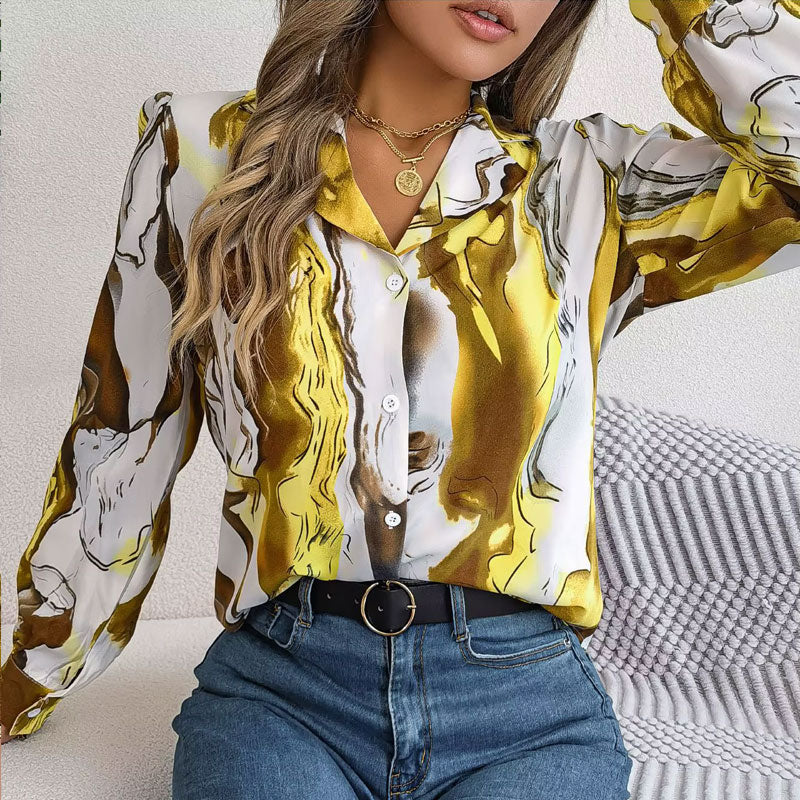 Aurora Kleurwerveling Blouse met Lange Mouwen