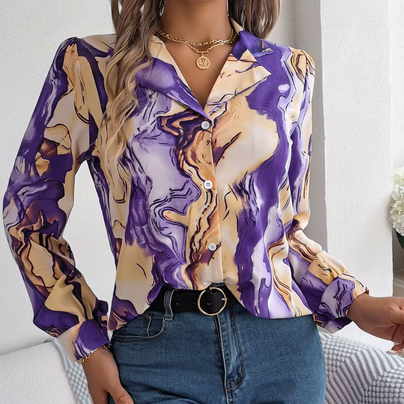 Aurora Kleurwerveling Blouse met Lange Mouwen