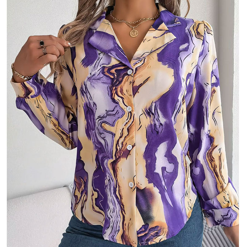 Aurora Kleurwerveling Blouse met Lange Mouwen