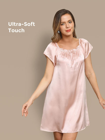 Pure Soie Manches Courtes Mignonne Chemise de Nuit