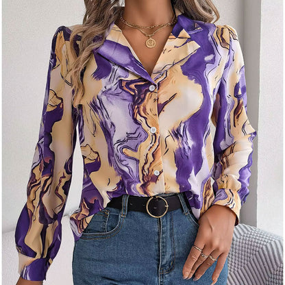 Aurora Kleurwerveling Blouse met Lange Mouwen