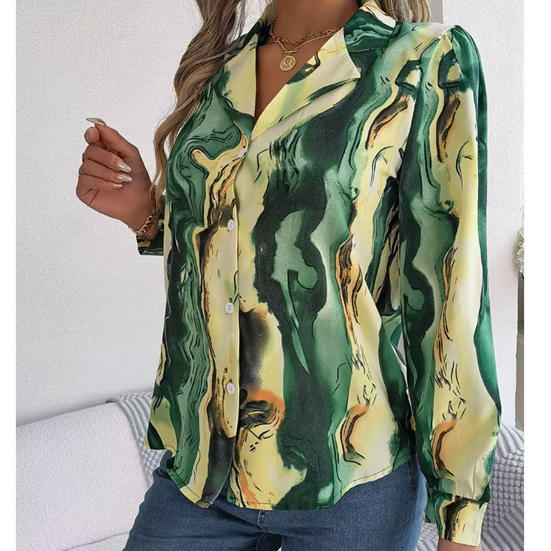 Aurora Kleurwerveling Blouse met Lange Mouwen