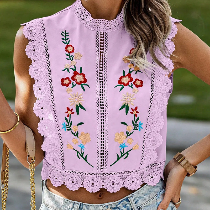 Vella Besticktes Crop-Top