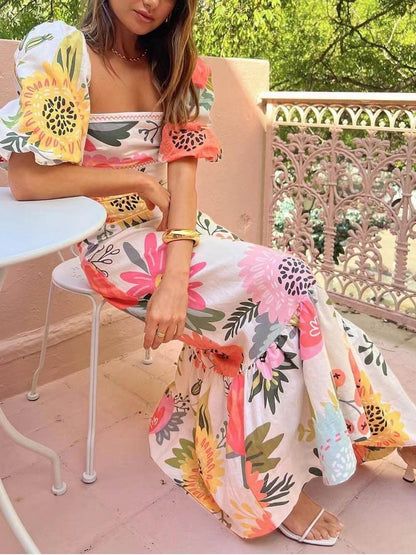 Frieda | Maxi-jurk met pofmouwen