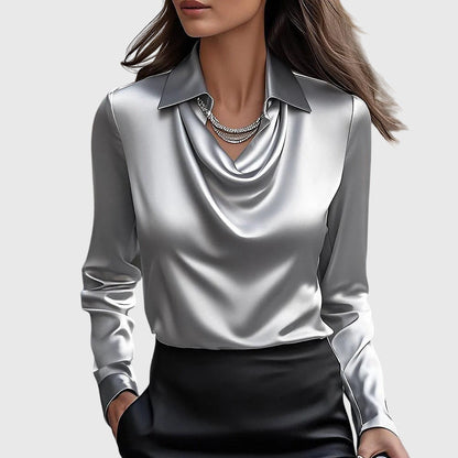 Nia™ – Elegante blouse met gedrapeerde halslijn voor een verfijnde alledaagse stijl