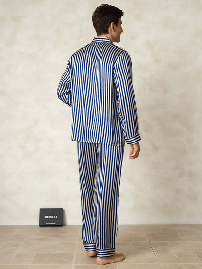 Luxe zijden pyjamaset voor heren met revers, 2-delig