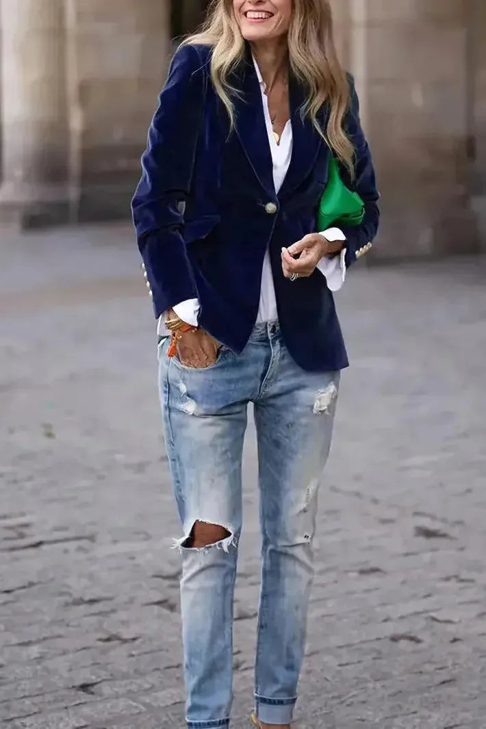 Laurette – Blazer en velours élégant