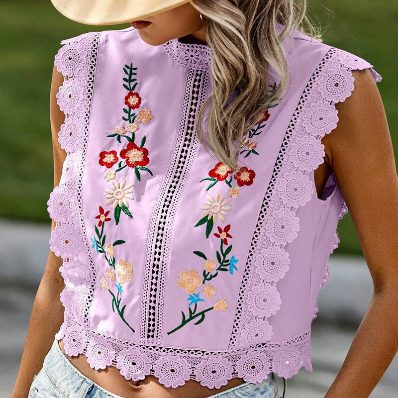 Vella Besticktes Crop-Top