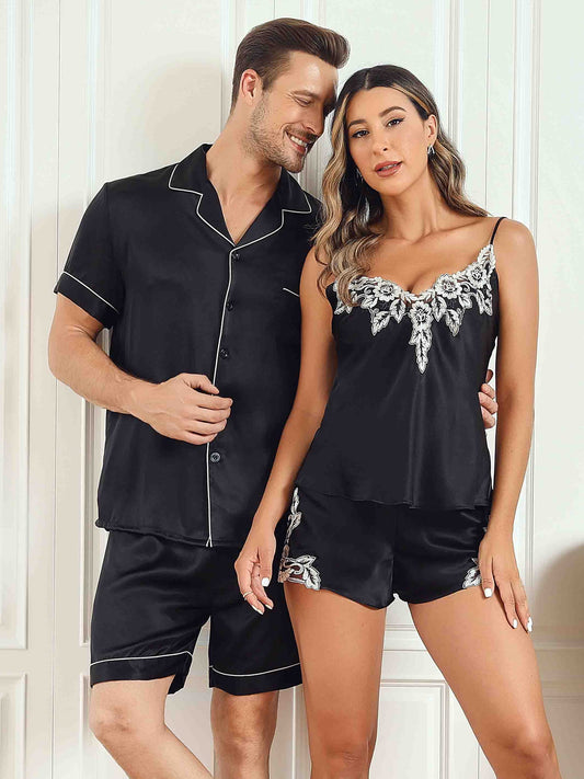 Pyjamasets voor stellen van 100% zijde met korte broek, totaal 4 stuks