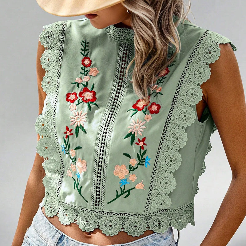 Vella Besticktes Crop-Top