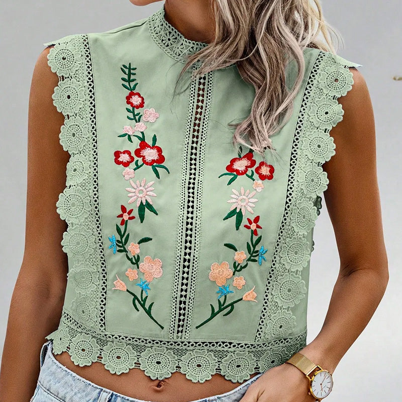 Vella Besticktes Crop-Top