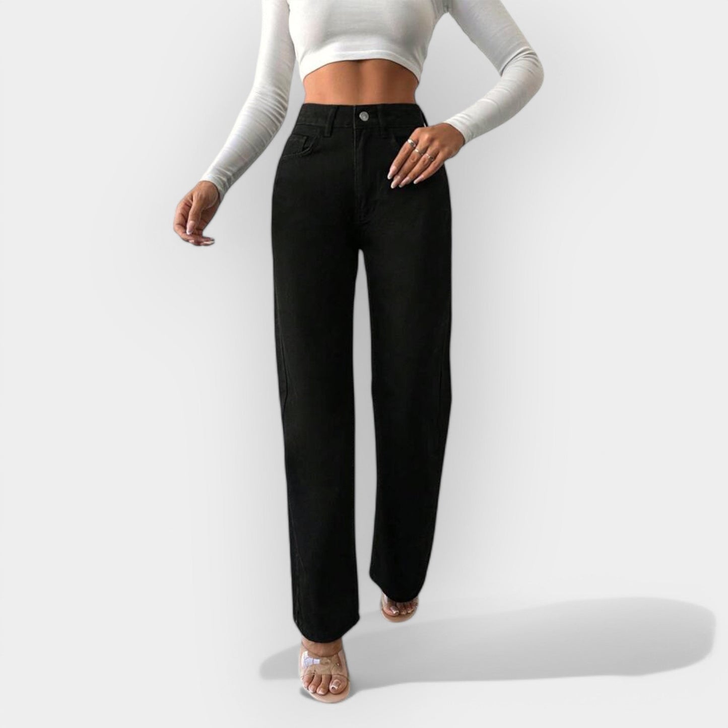 High-Waist Jeans mit weiter Hose