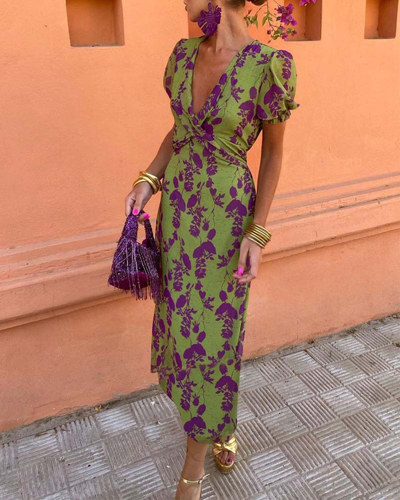 Della - dames plooirok bloemenprint bohemien jurk