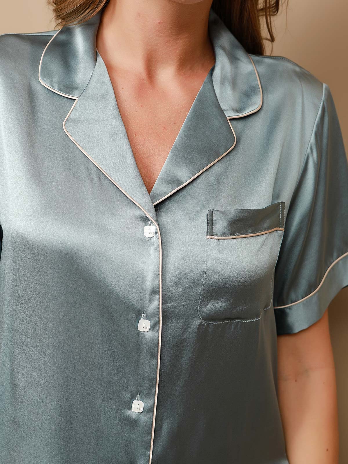 Short pyjamaset van pure zijde