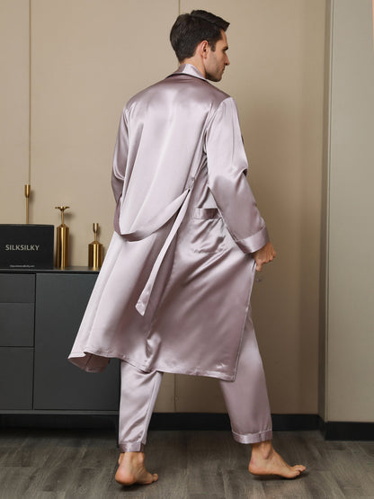 Peignoir Ceinturée à Col Revers En Pure Soie (Sans Pantalon)