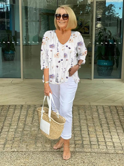 Barbara™ | Katoenen en linnen blouseshirt