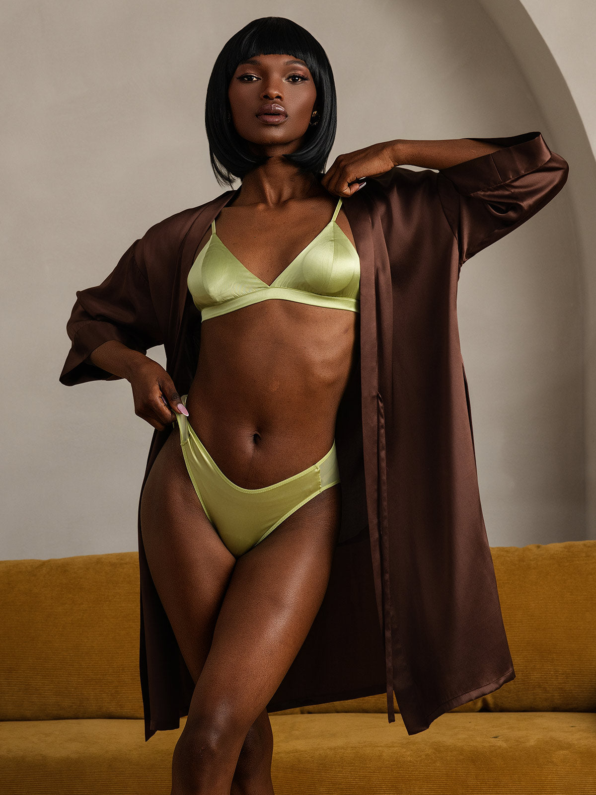 Peignoir de Nuit Kimono Enveloppante en Pure Soie pour Femme