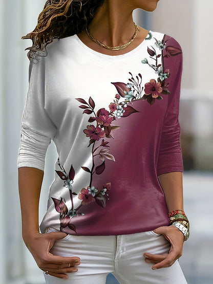 Lila Bloemen Color-Block Top