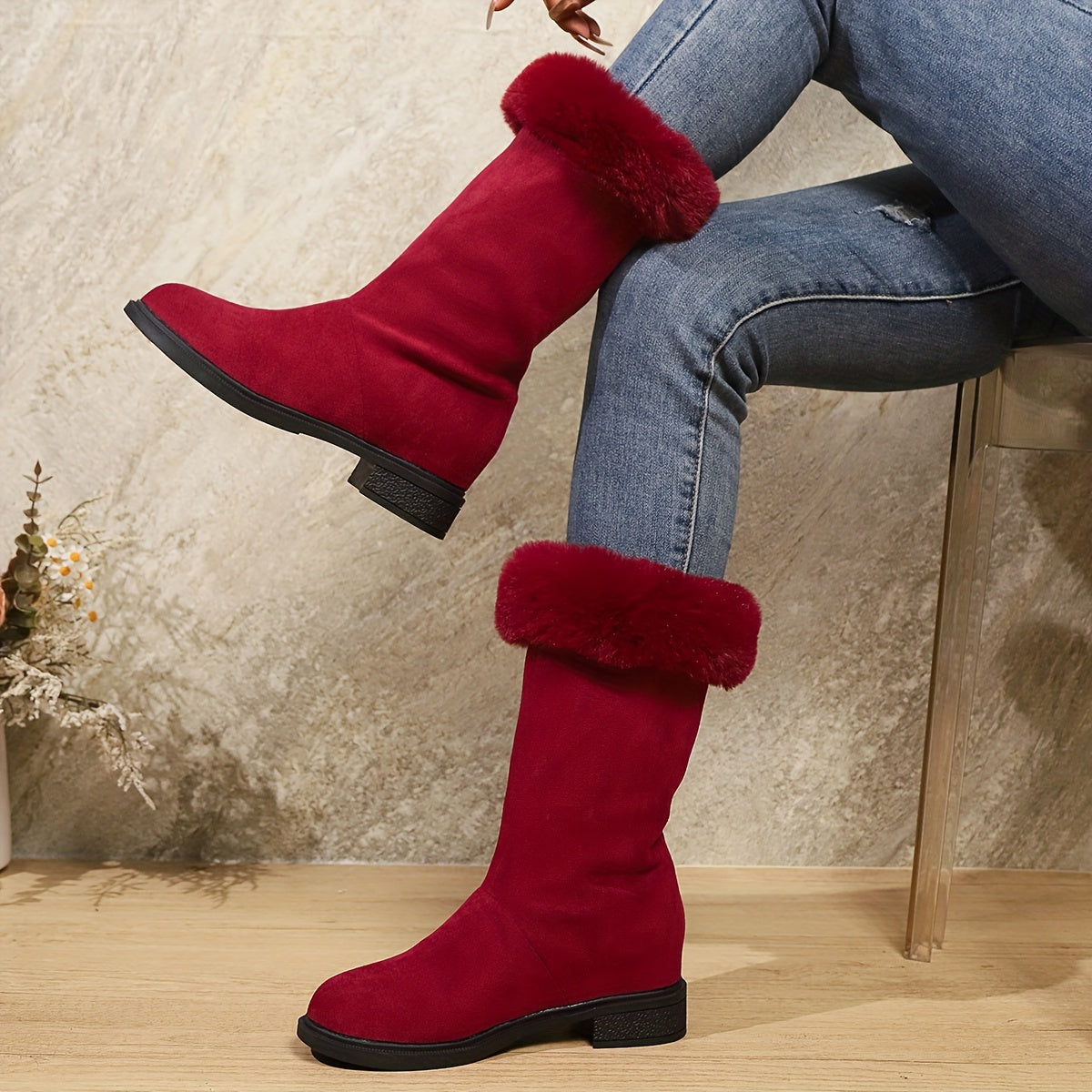 Victoria | Kunstfellgefütterte Stiefel in mittlerer Höhe