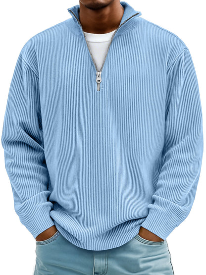 Milo™ Casual geribbeld shirt met lange mouwen en rits