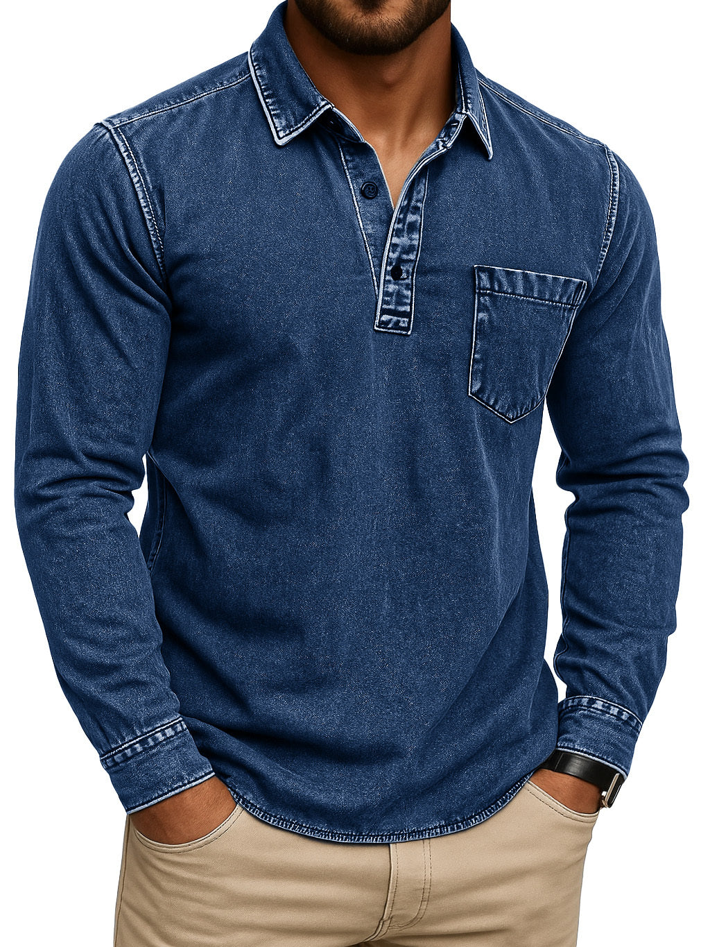 Noah™ I Vintage-Polohemd mit Stehkragen