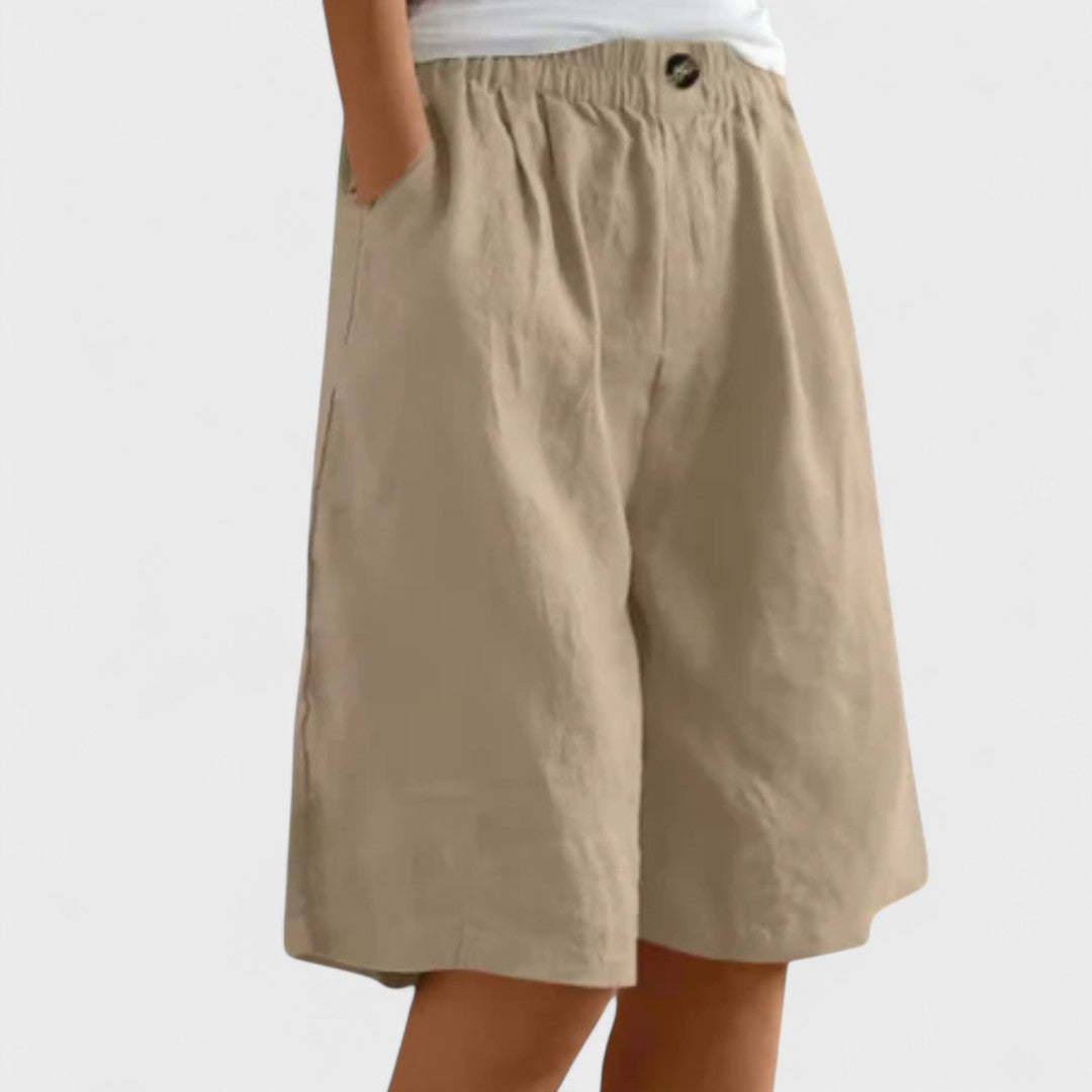 Amanda™ – Moeiteloze Linnenmix Shorts met wijde pijpen