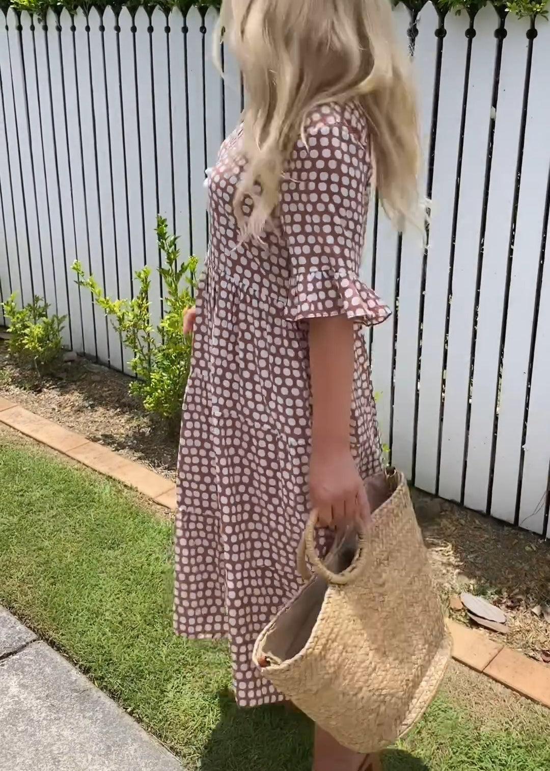 Rebecca - Casual Chic Midi Jurk met Ruche Mouwen