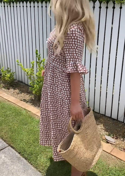 Rebecca - Casual Chic Midi Jurk met Ruche Mouwen