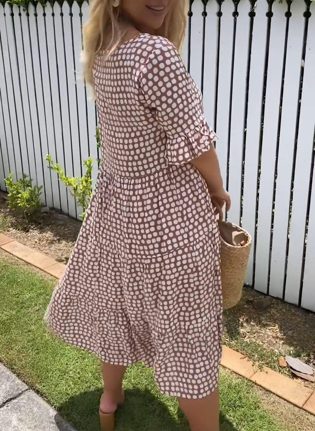 Rebecca - Casual Chic Midi Jurk met Ruche Mouwen