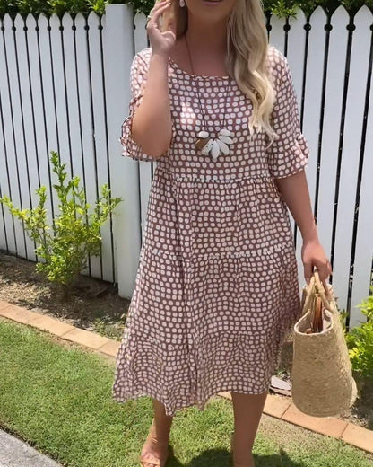 Rebecca - Casual Chic Midi Jurk met Ruche Mouwen