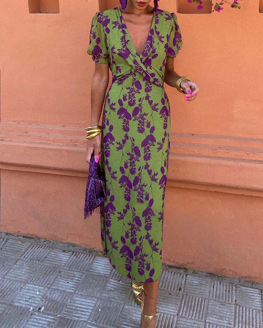 Della - Damen Faltenrock Blumenmuster Boho Kleid