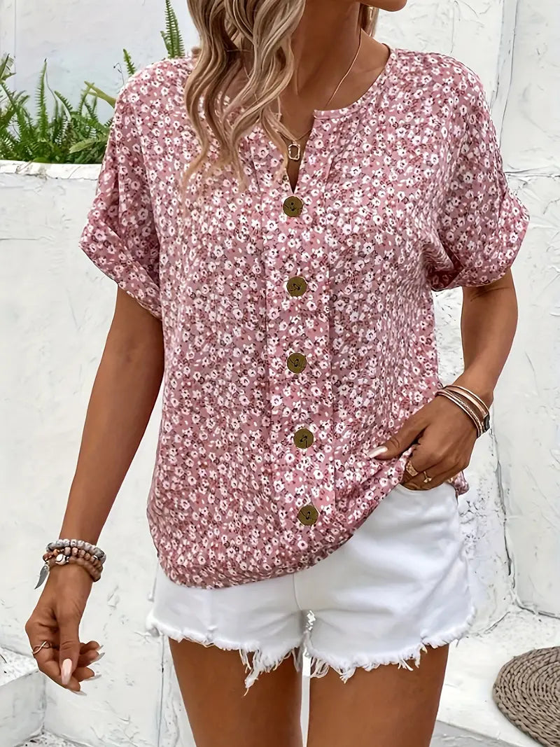 Cindy™ | Blouse met bloemenprint en gekerfde kraag