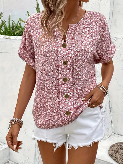 Cindy™ | Blouse met bloemenprint en gekerfde kraag