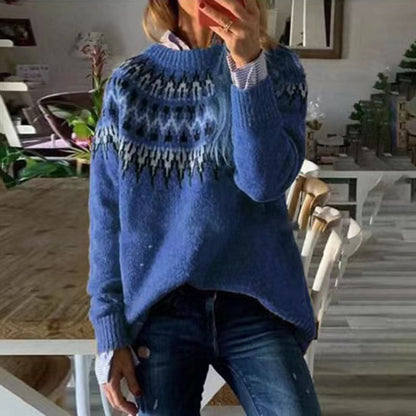 Lillian - Jacquard Vintage Druckpullover