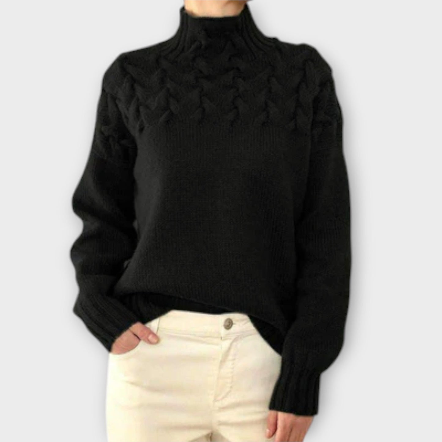 Eva - Damespullover met kabeldetails