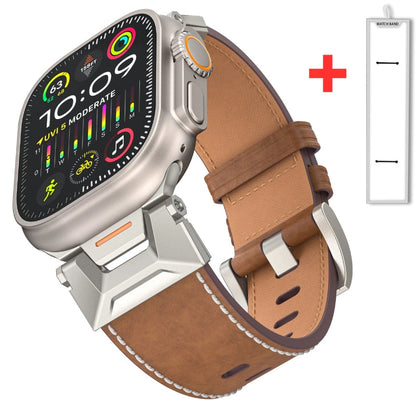 Titanium Echtleer Apple Watch Bandje