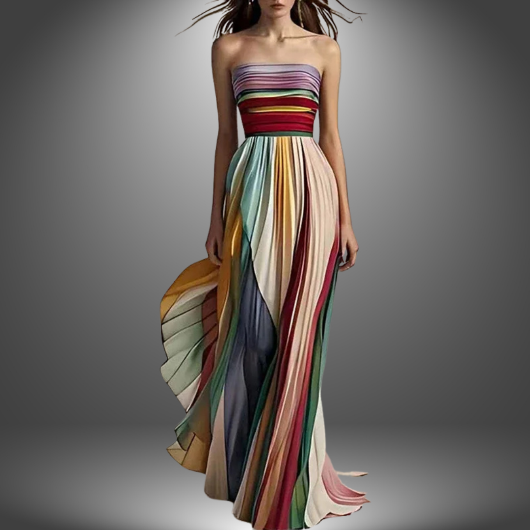 Dylan - Bontgestreepte Tube Top Maxi Jurk