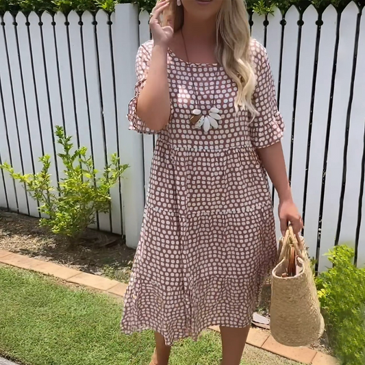 Rebecca - Lässiges Chic Midi-Kleid mit Rüschenärmeln