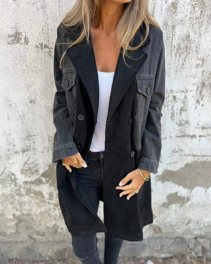 Léocadie – Stijlvolle mantel van denim en suède